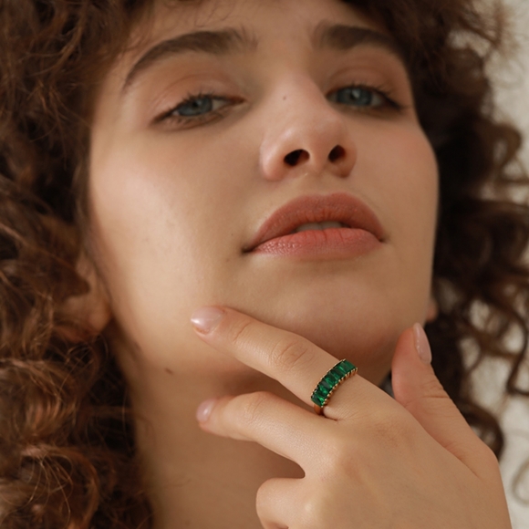 Chic Stainless Steel Color CZ Ring - Picture 7 of 8